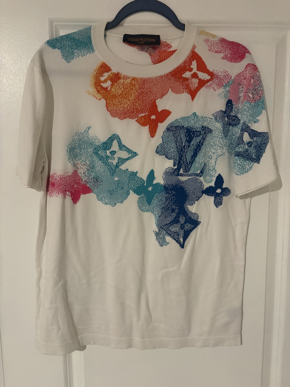 Louis Vuitton Men's White Multicolor Monogram Print Tee